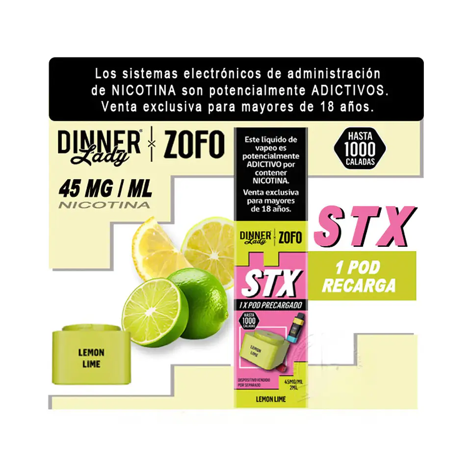 RECARGA DINNER LADY PARA VAPER ZOFO STX DE 1000 PUFFS VARIEDADES 4