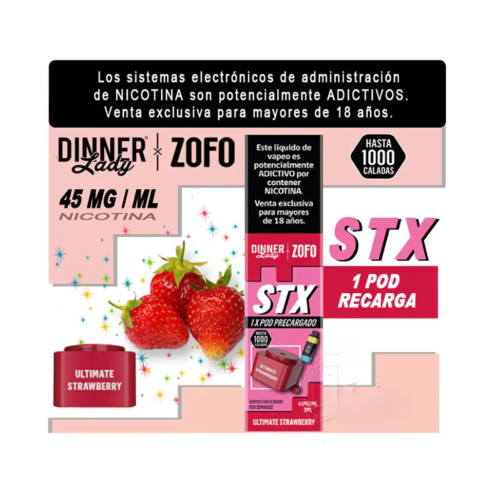 RECARGA DINNER LADY PARA VAPER ZOFO STX DE 1000 PUFFS VARIEDADES 6