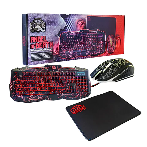 COMBO GAMER ANGEL OF DEATH TECLADO MOUSE Y MOUSE PAD DGX