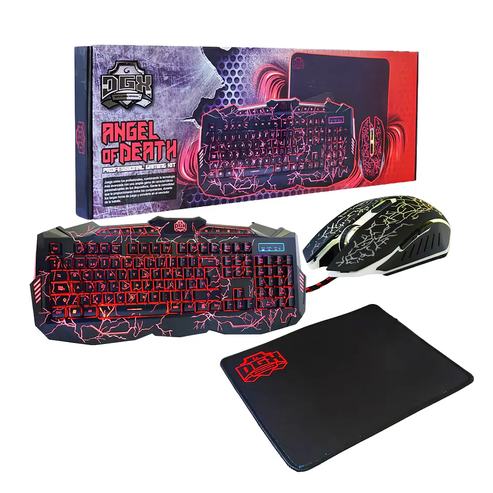 COMBO GAMER ANGEL OF DEATH TECLADO MOUSE Y MOUSE PAD DGX 1