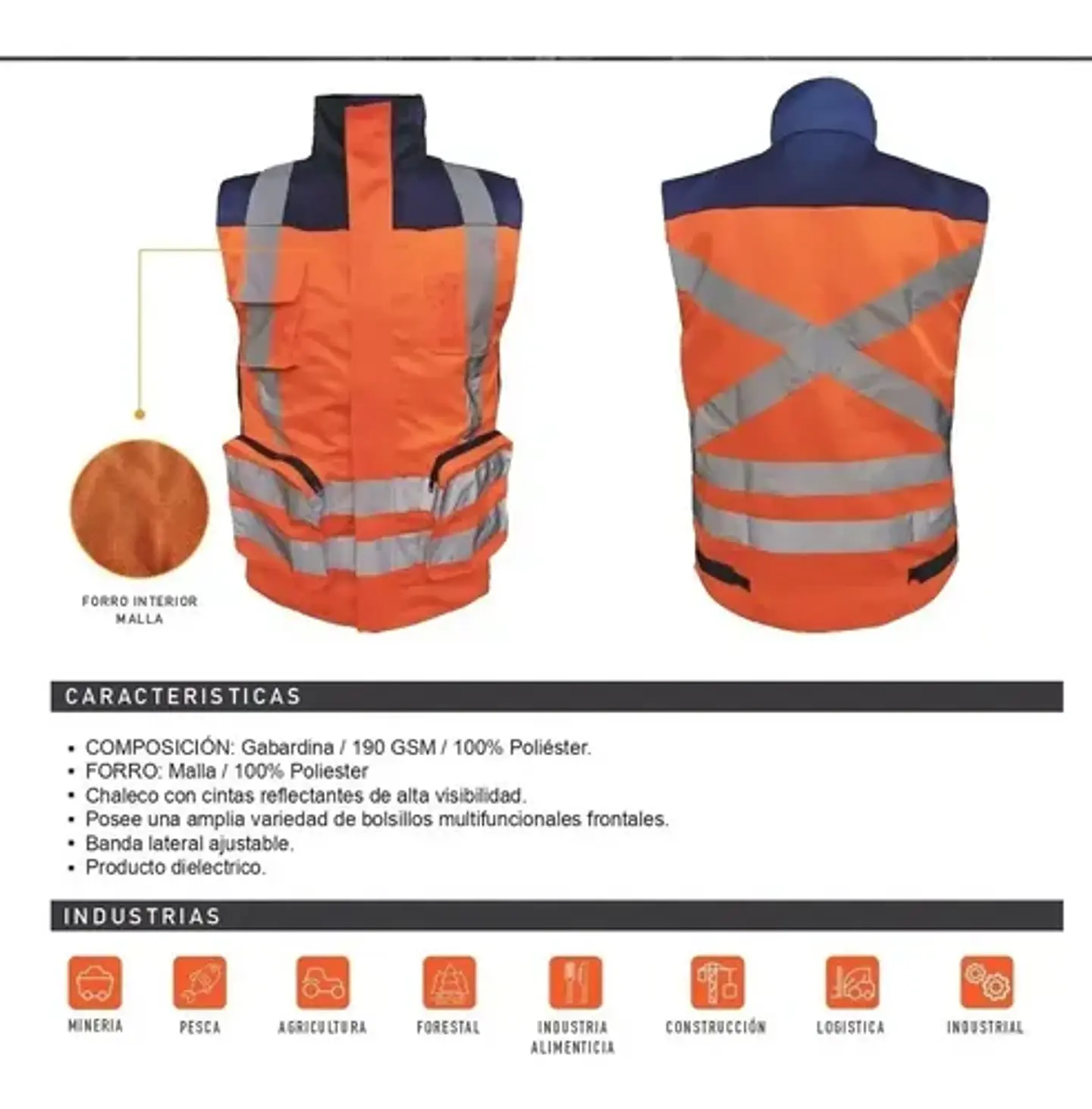 Chaleco Geólogo Minero Premier Bicolor 360 Marca Kumen 5