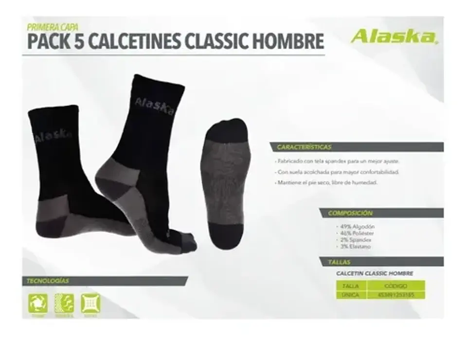 Pack 5 Pack Calcetines  Classic Alaska 3