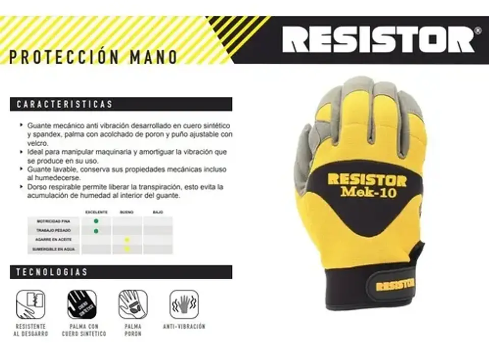 Guante Mek 10 Anti Vibración Resistor Certificado 4