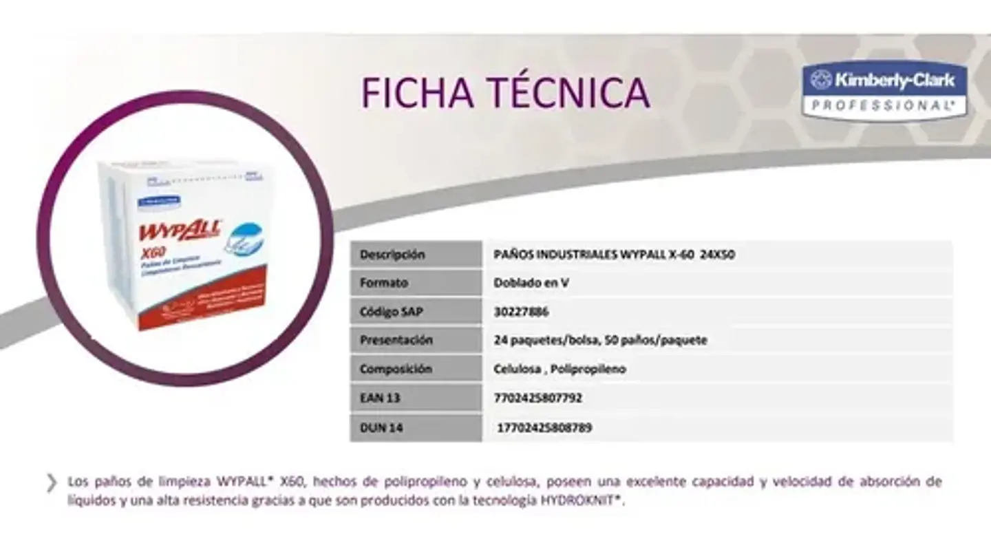 Paños Limpieza Kimberly-clark Wypall X60 Reutilizables 50u Blanco 3