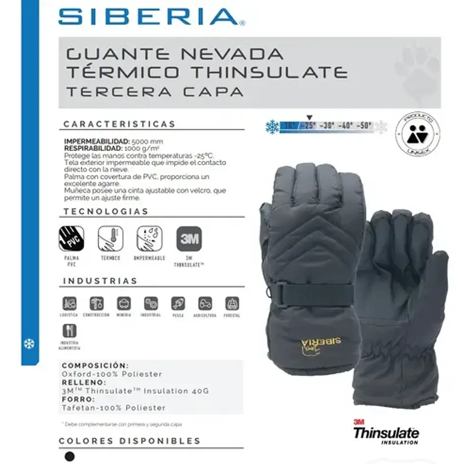 Guantes Siberia Nevada Con Asislante 3m Thinsulate (par) 6