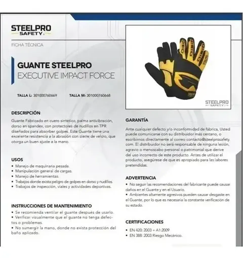 Guantes Steelpro Executive Impact Force 3