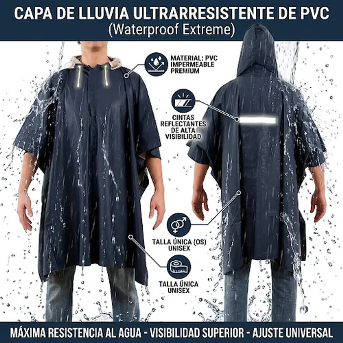 Capa De Pvc, Poncho Para La Lluvia Waterproof Alaska 2