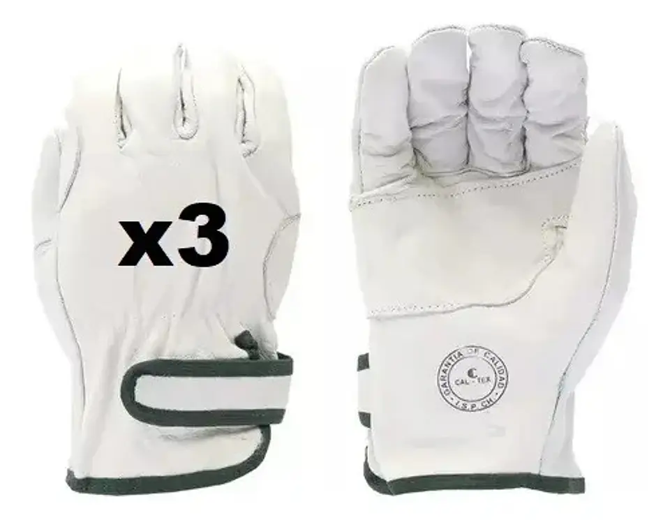 Pack 3 Pares Guante Cabritilla C/refuerzo Pistola Y Velcro 4