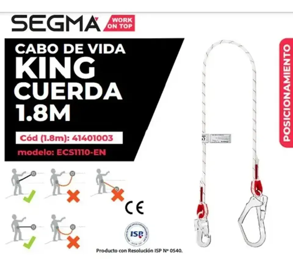Cabo De Vida Estrobo Segma King 1.8mt G/escala Certif. Isp 2