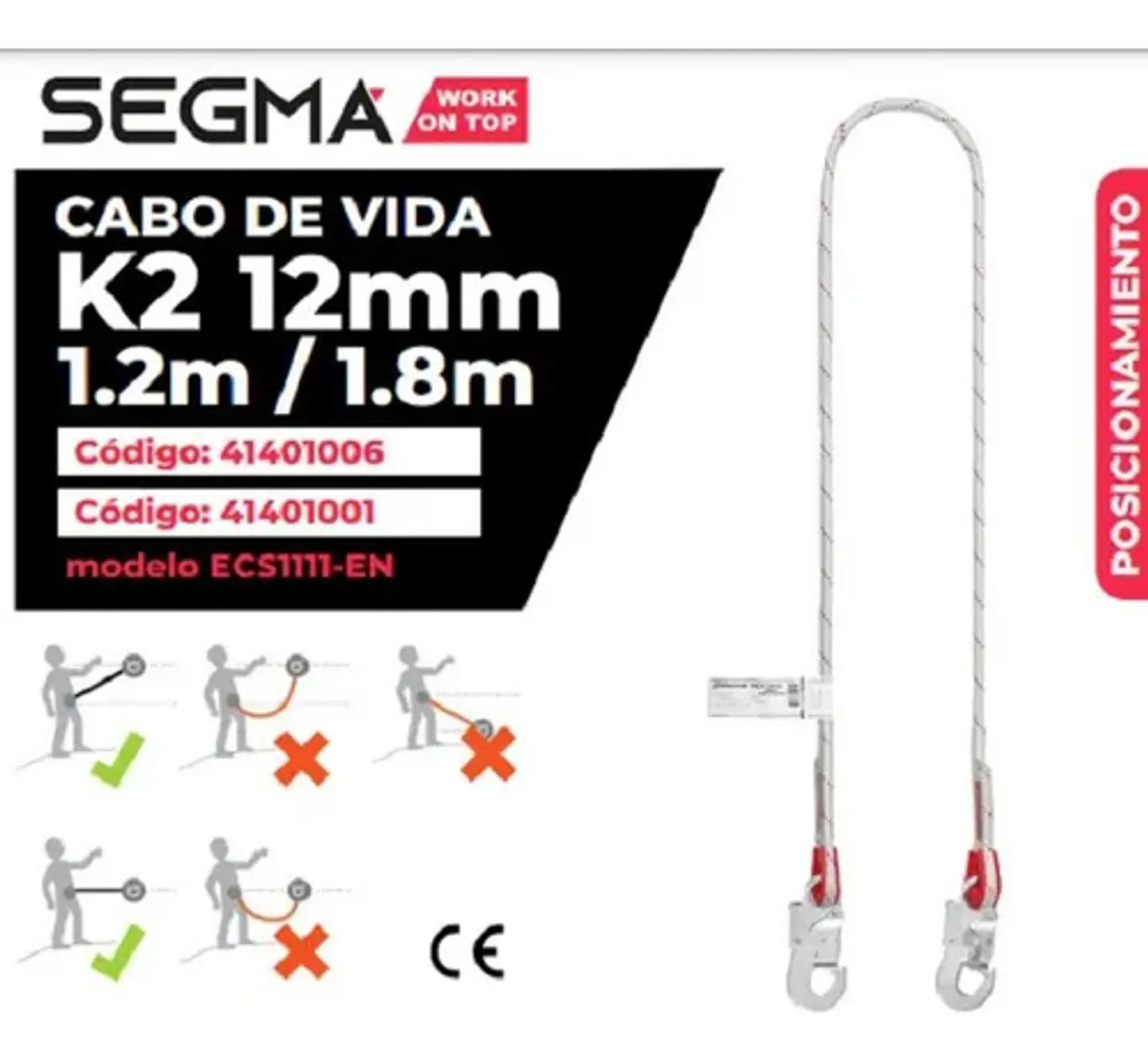 Cabo De Vida Estrobo Segma K2 1.8mt G/simple Certificado Isp 2