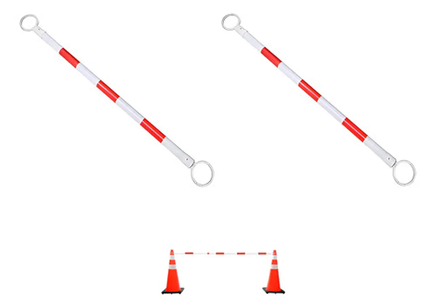 Pack 2 Barras Conectora Vial Retractil Rojo-blanco 2,1 Mt 1