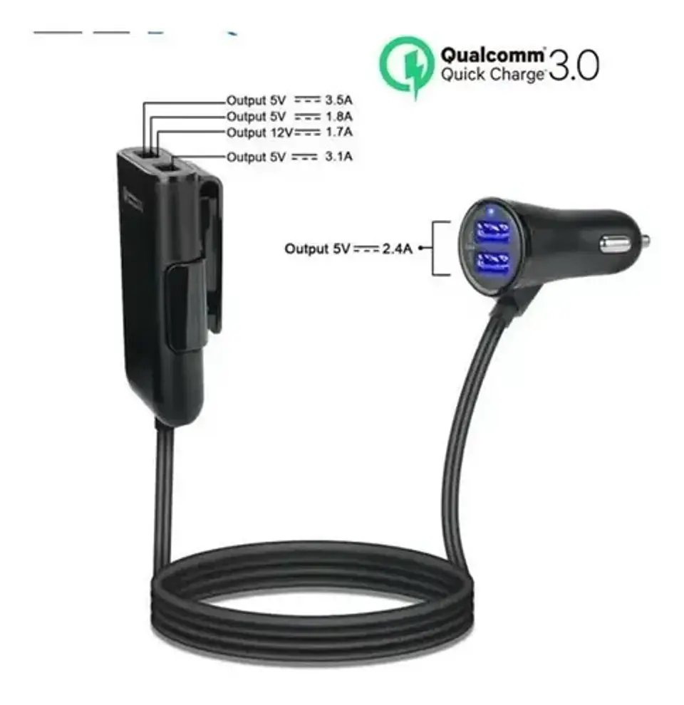 Cargador Rápido 4 Usb Automóvil 35w 2