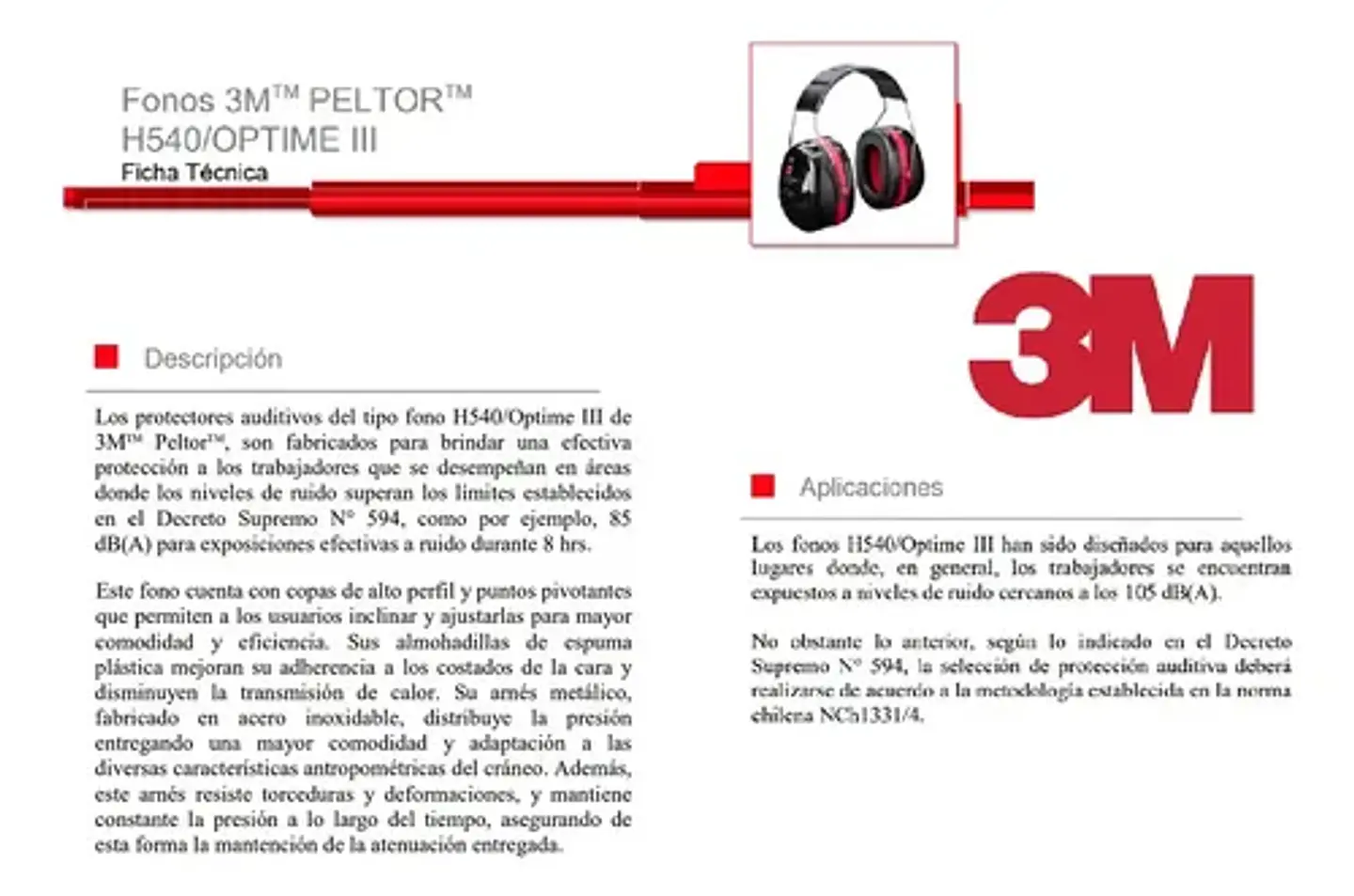 Fono 3m Peltor H540a Tipo Cintillo Snr 35 Db Ruido Extremo 6