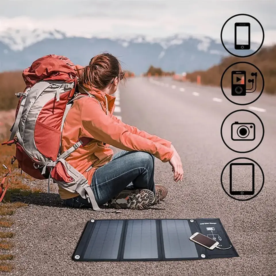 Cargador Solar - Panel Solar 21w Plegable 2 Puertos Usb 2