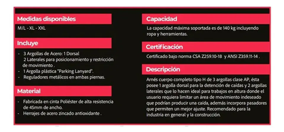 Arnés De Seguridad 3  Argollas Segma Certificado Isp Y Ansi 3