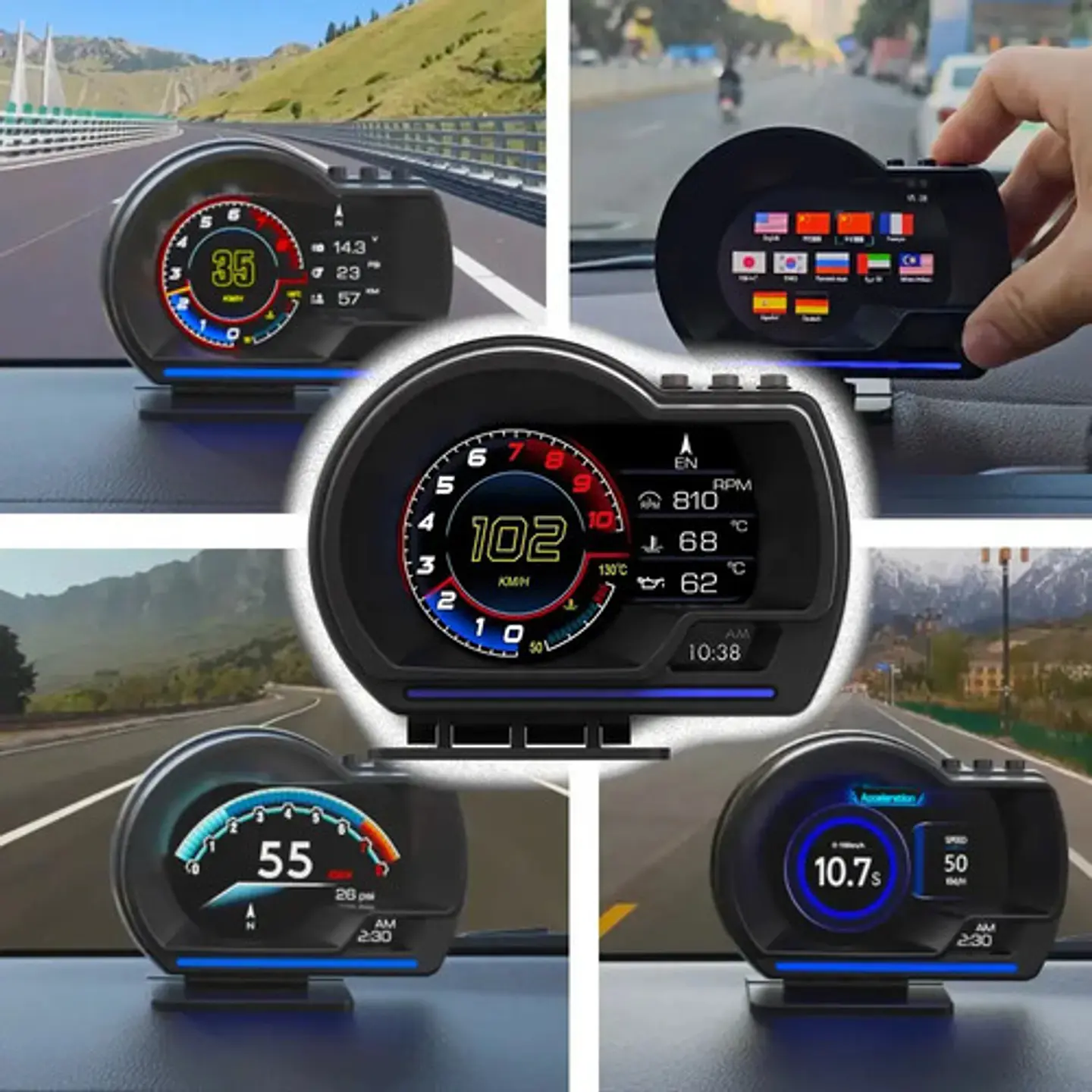 Velocimetro Display Hud P6 Computador Gps Scanner Puerto Obd 3