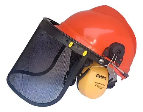 Casco Motosierrista Visor Malla Alzable Y Fono