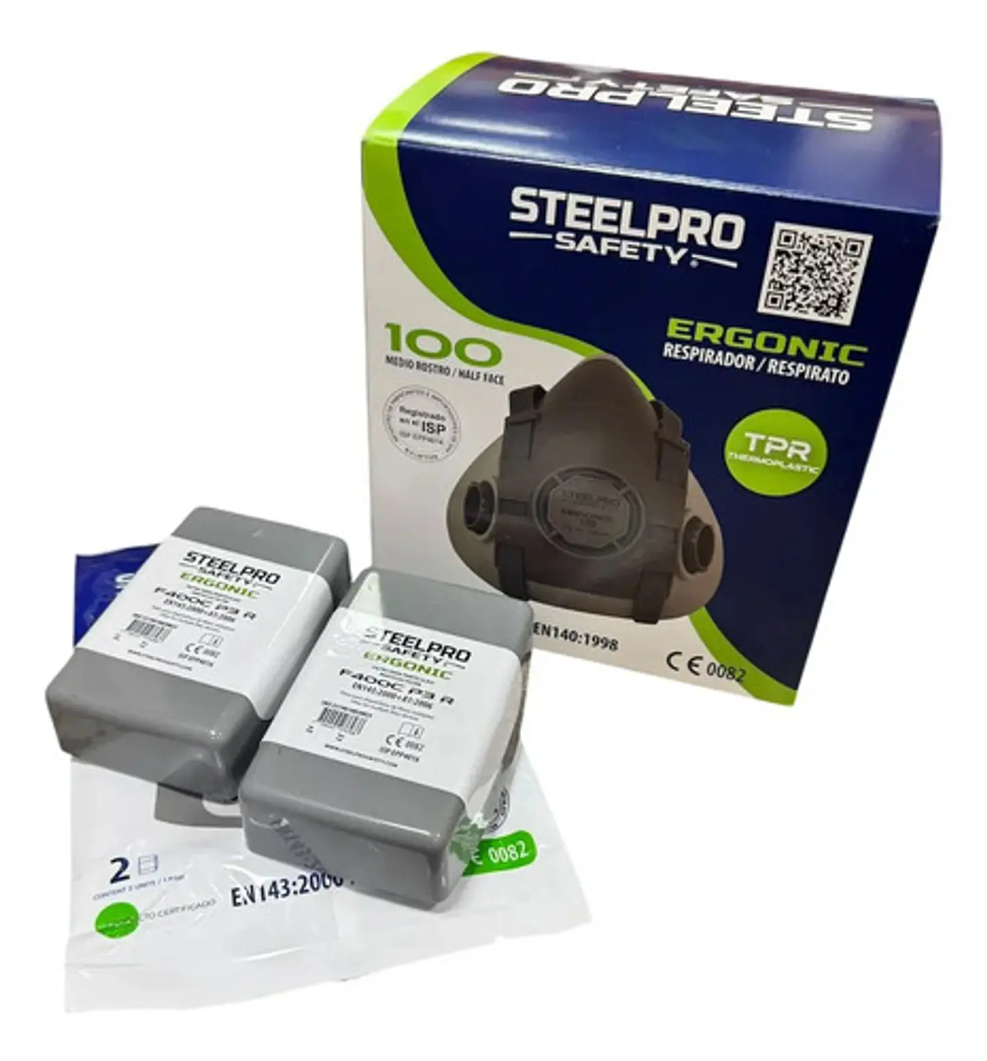 Respirador Steelpro Ergonic 100 + filtros Mixtos F400c P3R 2