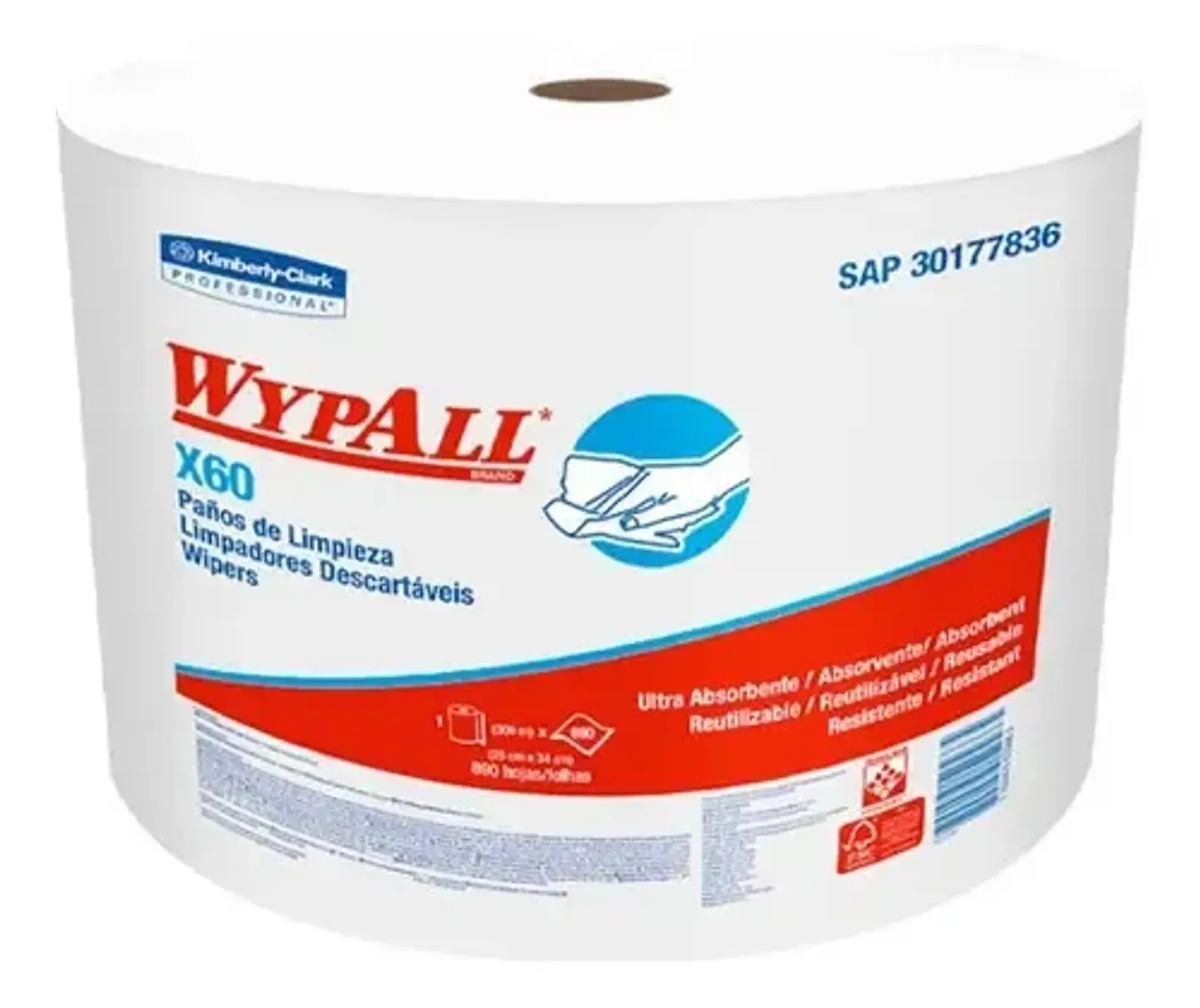 Paños X60 Wypall® Jumbo Roll Reutilizable - (890 Paños) 1