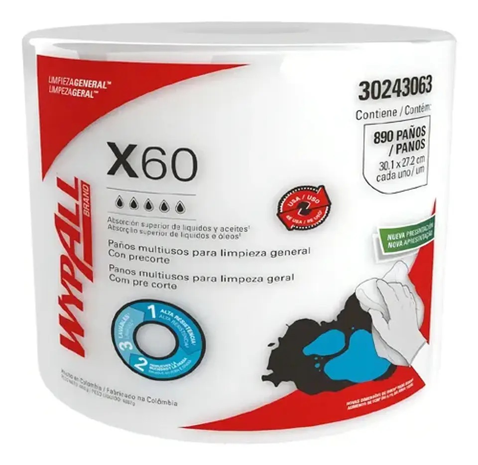 Paños X60 Wypall® Jumbo Roll Reutilizable - (890 Paños) 6