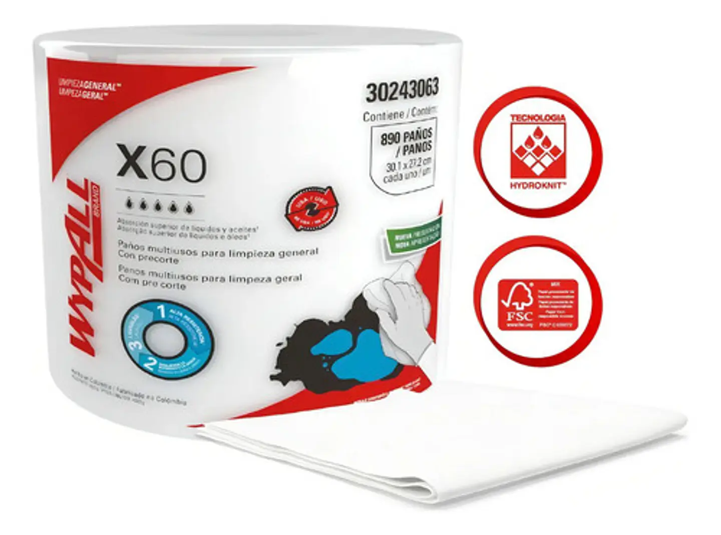 Paños X60 Wypall® Jumbo Roll Reutilizable - (890 Paños) 9