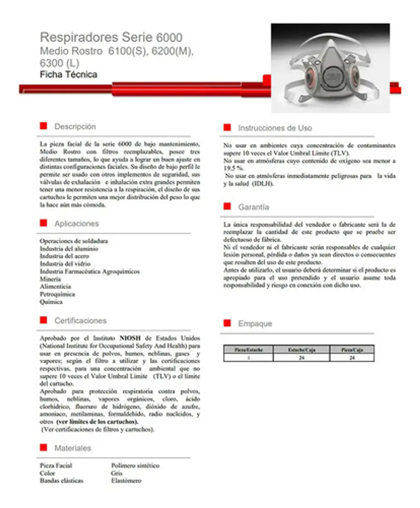 Respirador Medio Rostro 3m Serie 6000  2