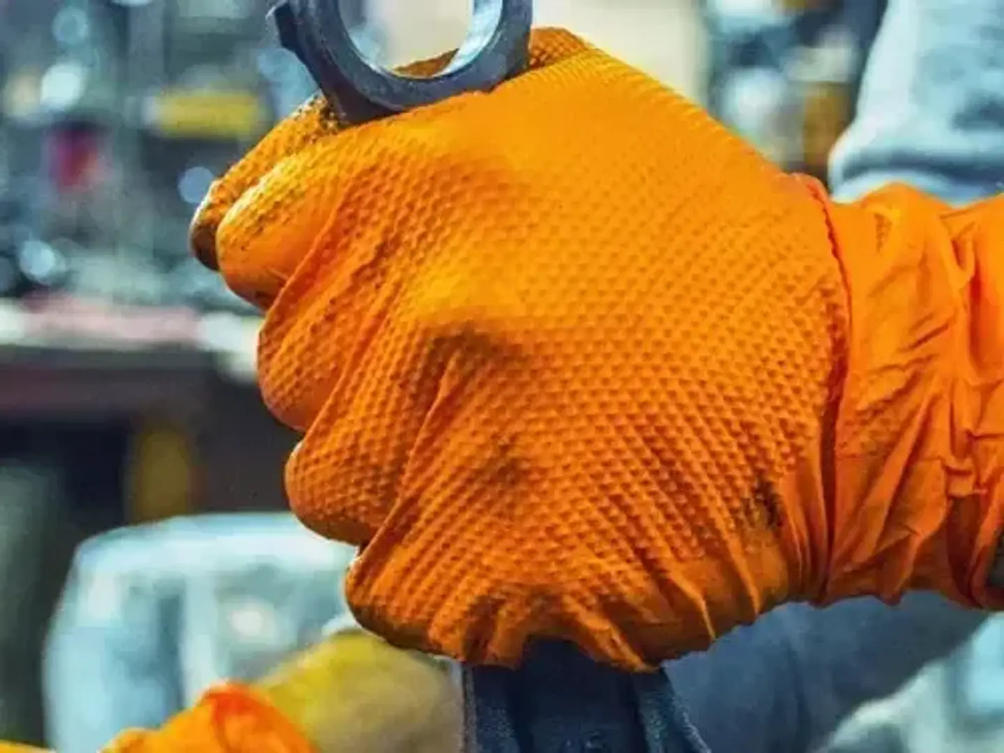 Guante De Nitrilo Steelpro Safety Antideslizante Talla L Naranja 4