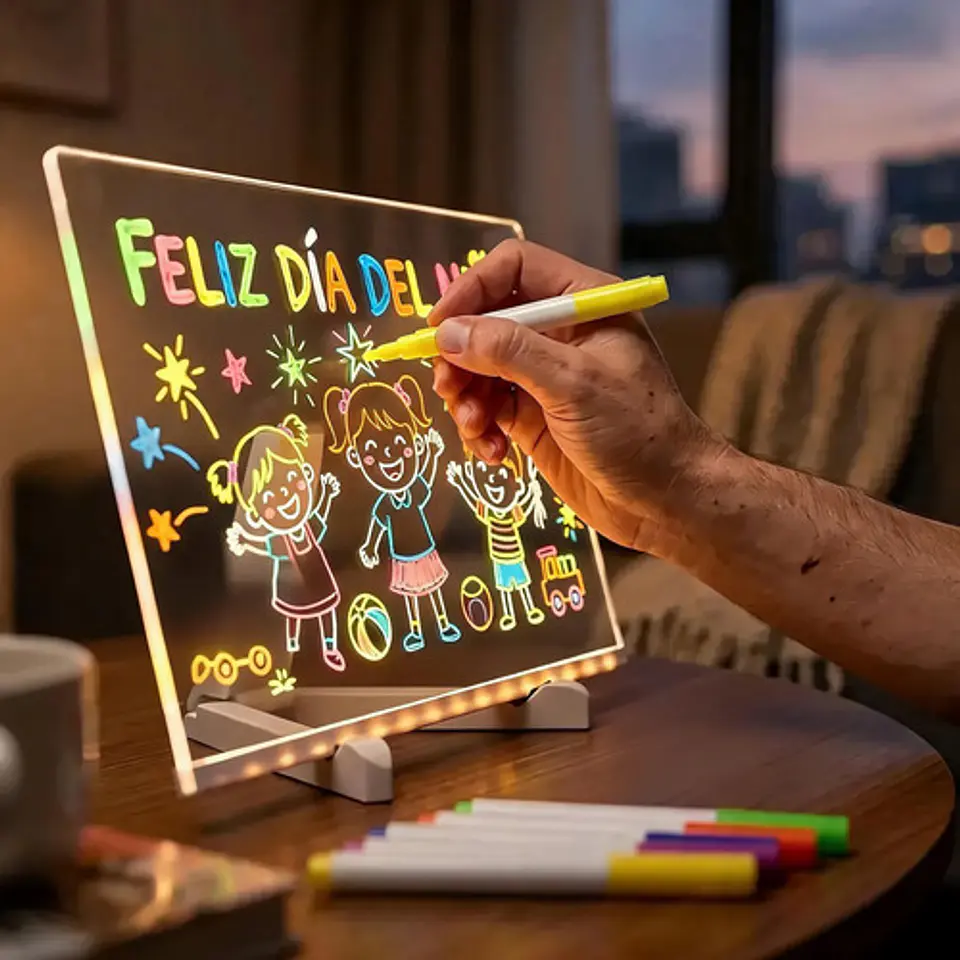 Pizarra Led 30x40 Cm Incluye 7 Lapices De Colores Variados 1