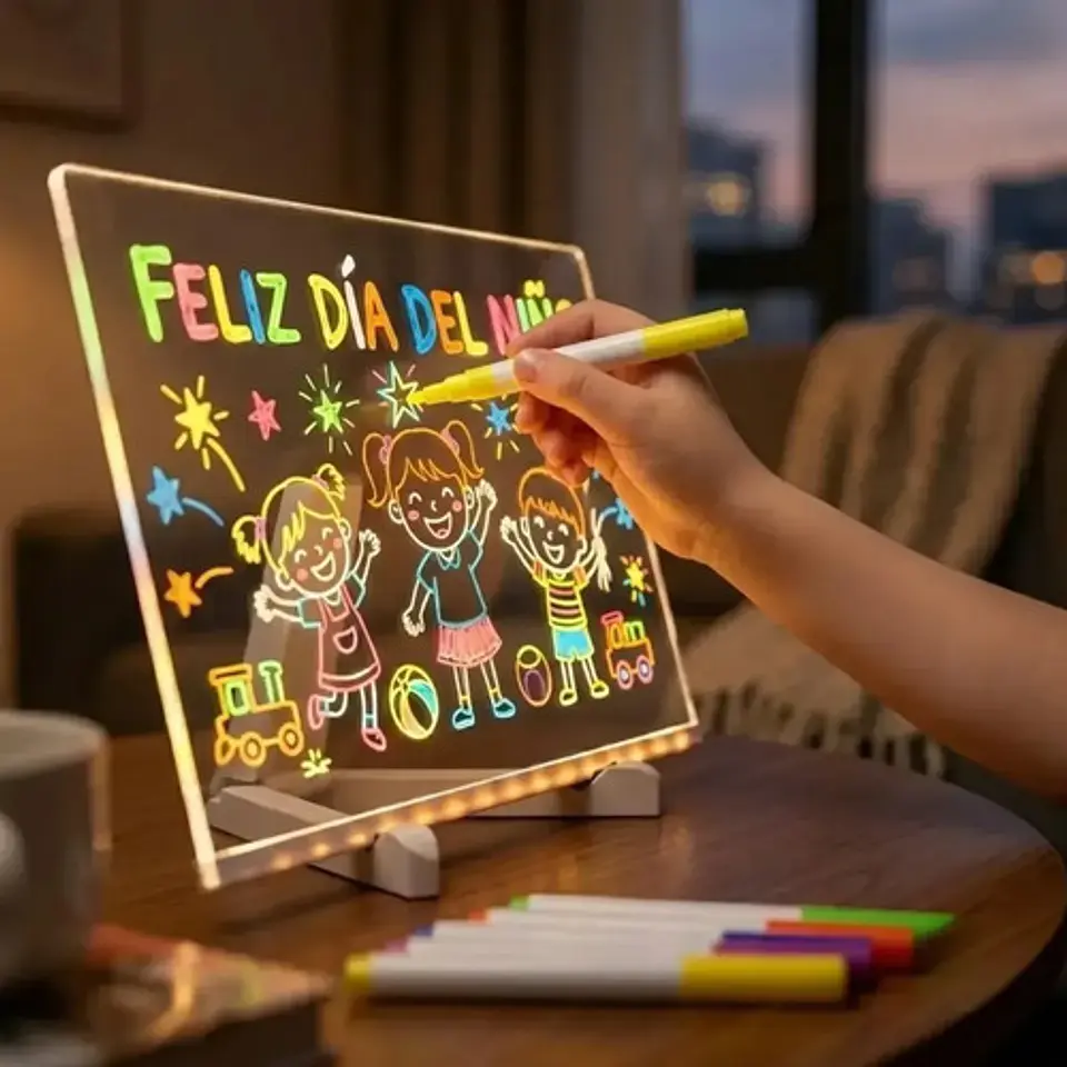 Pizarra Led 30x40 Cm Incluye 7 Lapices De Colores Variados 3