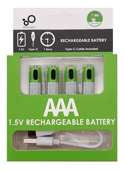 Pack 4 Pilas Aaa Ion Recargables Usb Carga Rapida 1,5v