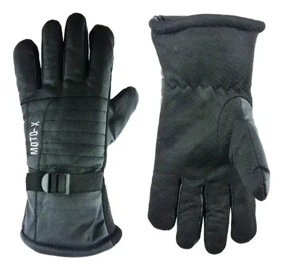 Guante Termico Para Moto Ecocuero Color Negro 1