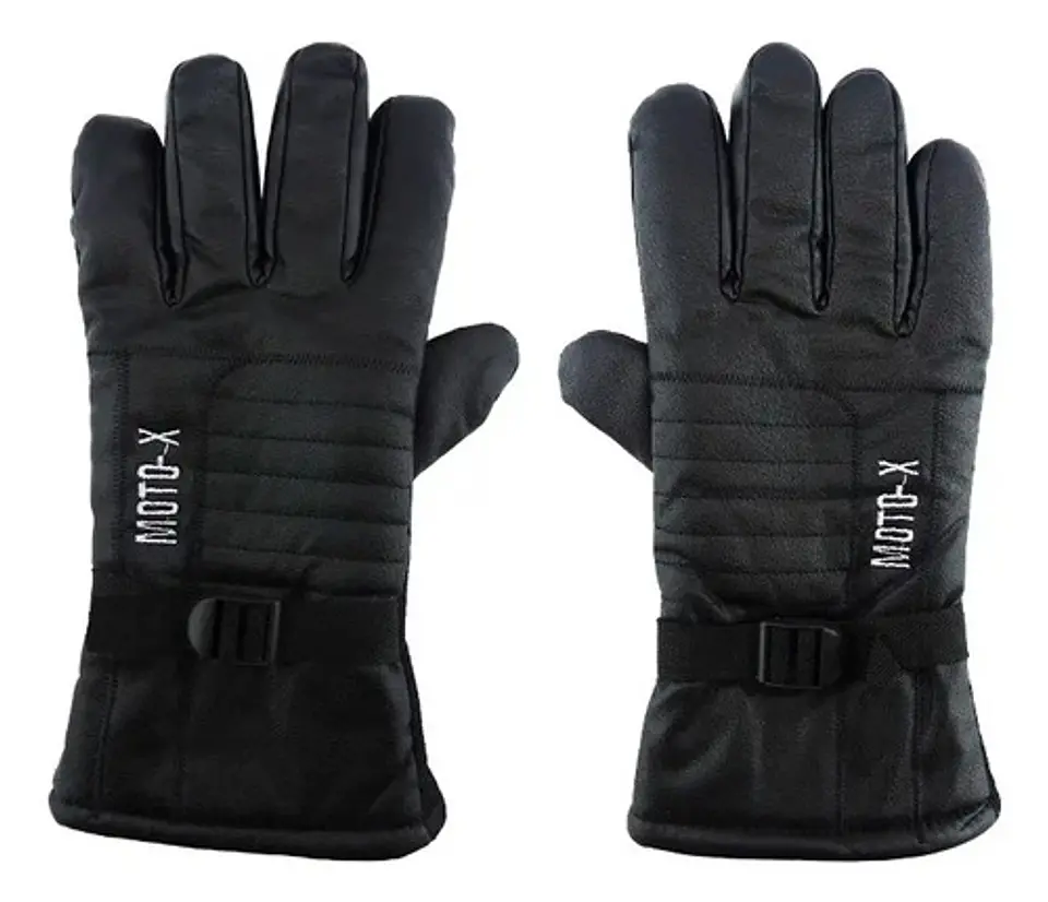 Guante Termico Para Moto Ecocuero Color Negro 3