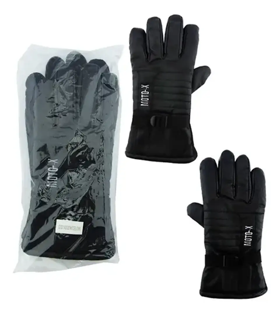 Guante Termico Para Moto Ecocuero Color Negro 4