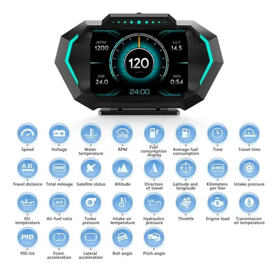 Velocimetro Display Hud P24 Computador Gps Scanner Obd2 2