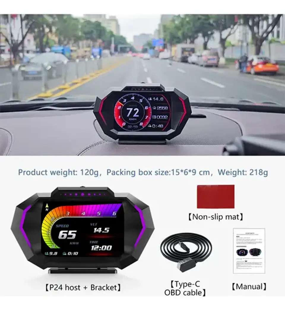 Velocimetro Display Hud P24 Computador Gps Scanner Obd2 4