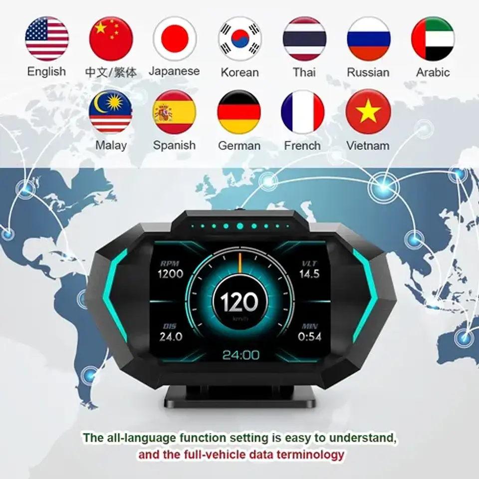 Velocimetro Display Hud P24 Computador Gps Scanner Obd2 5