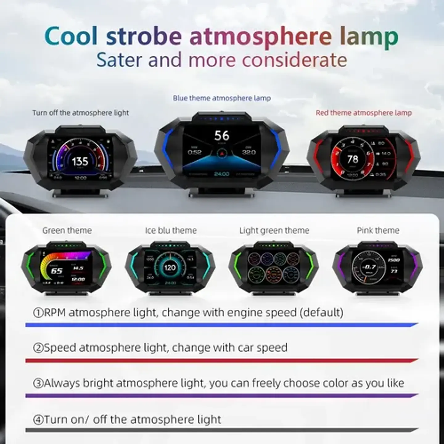 Velocimetro Display Hud P24 Computador Gps Scanner Obd2 6
