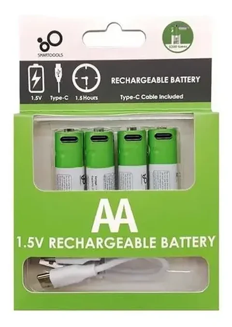 Pack 4 Pilas Aa Ion Recargables Usb Carga Rapida 1,5v