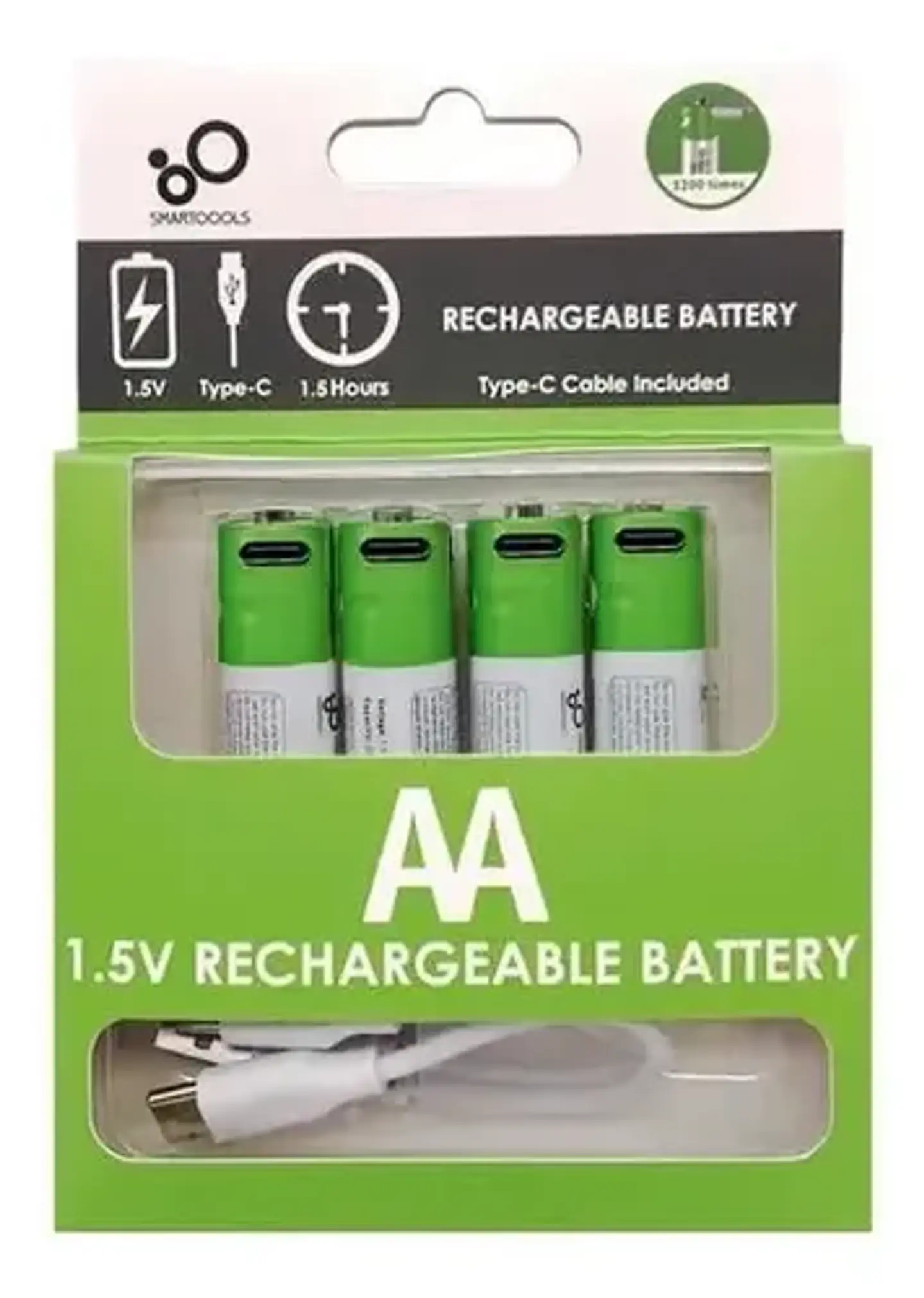 Pack 4 Pilas Aa Ion Recargables Usb Carga Rapida 1,5v 1