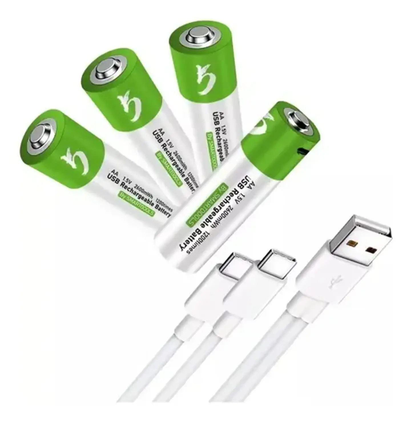 Pack 4 Pilas Aa Ion Recargables Usb Carga Rapida 1,5v 3