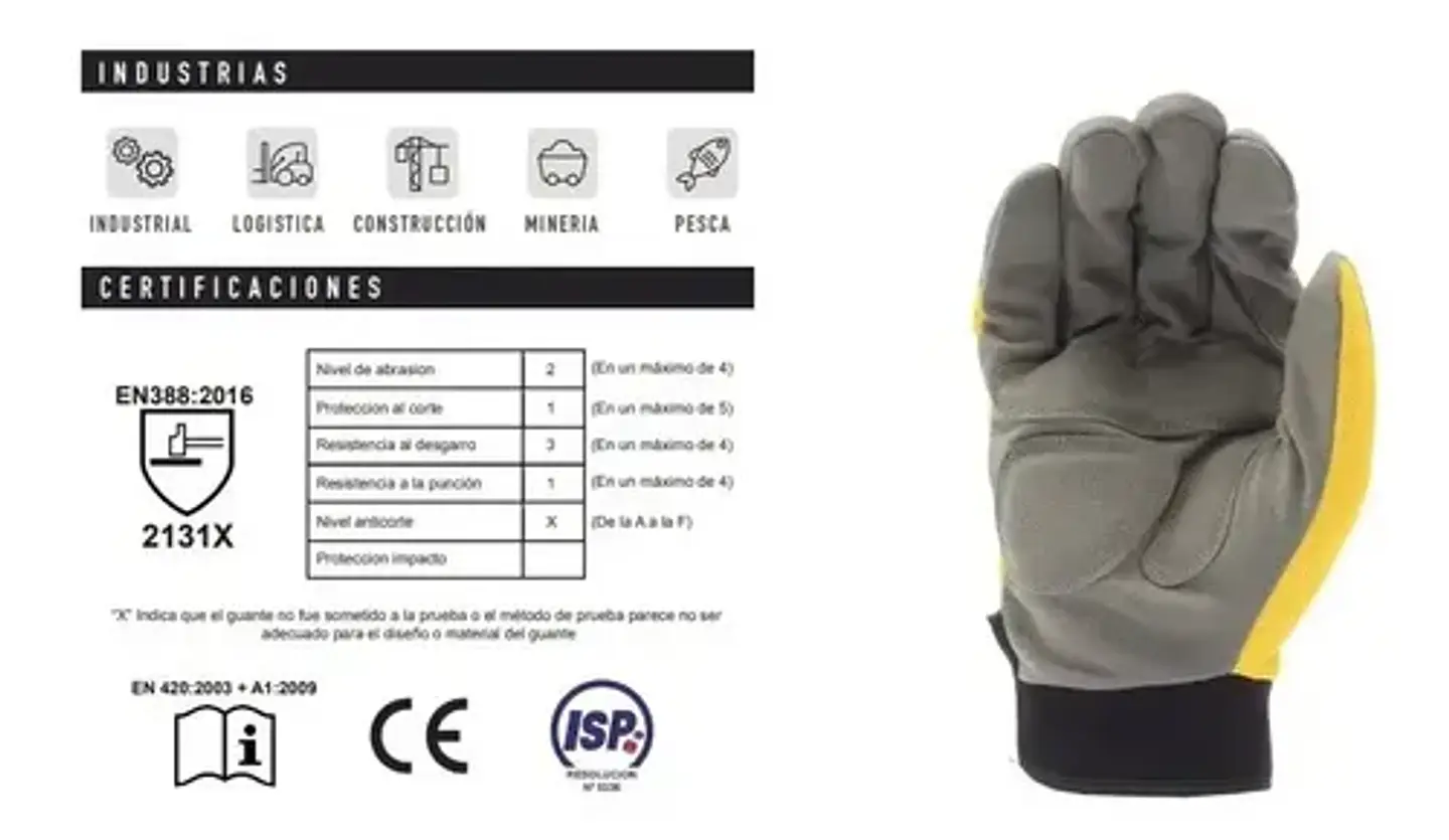 Guante Mek 10 Anti Vibración Resistor Certificado Talla Xl Amarillo 4