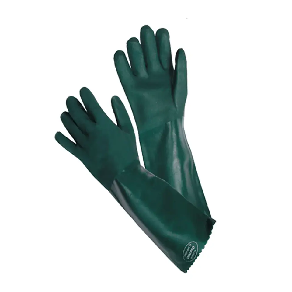 Guante Steelpro Pvc Verde Rugson largo 18