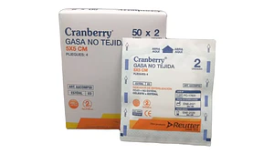 Gasa Estéril No Tejida Cranberry 5x5  Caja 50 Sobres