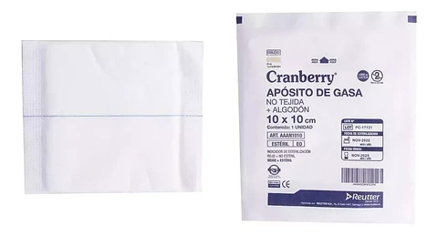 Apósito de Gasa no tejida + Algodon Esteril 10x10 Cm Pack 10 Unidades - Cranberry