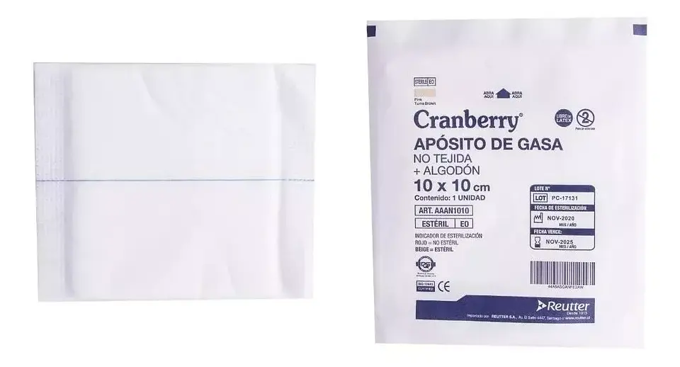 Apósito de Gasa no tejida + Algodon Esteril 10x10 Cm Pack 10 Unidades - Cranberry 1