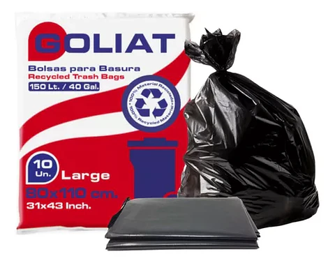 Bolsas De Basura Grande 80x110 Cm Pack 10 Unidades -  Goliat