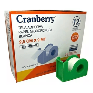 Caja 12 Tela Adhesiva, Papel Microporosa 2,5cm+dispensador - Cranberry