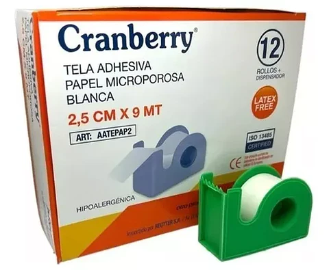 Caja 12 Tela Adhesiva, Papel Microporosa 2,5cm+dispensador - Cranberry