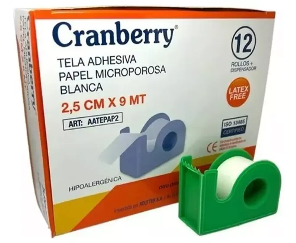 Caja 12 Tela Adhesiva, Papel Microporosa 2,5cm+dispensador - Cranberry 1
