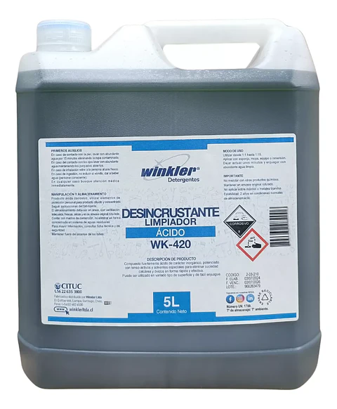 Desincrustante De Sarro y Cal Concentrado 5 Litros 